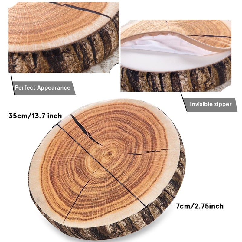 HYSEAS Decorative Round Throw Pillow, 3D Digital Print Comfortable Kids Funny Cute Wood Log Pillow Circle Seating Floor Cushion for Home, Couch, Sofa, Bedroom, Living Room Decor, Stump - Image 2